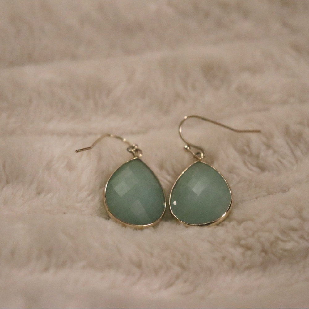Gold and Turqoise Teardrop Earrings